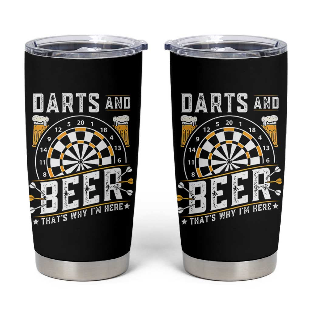 Darts And Beer That Is Why I Am Here Tumbler Cup Funny Pub Game Darts Lover Gift - Wonder Print Shop