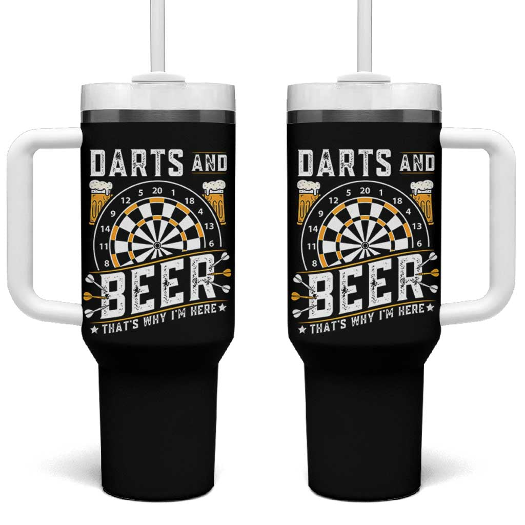 Darts And Beer That Is Why I Am Here Tumbler With Handle Funny Pub Game Darts Lover Gift - Wonder Print Shop