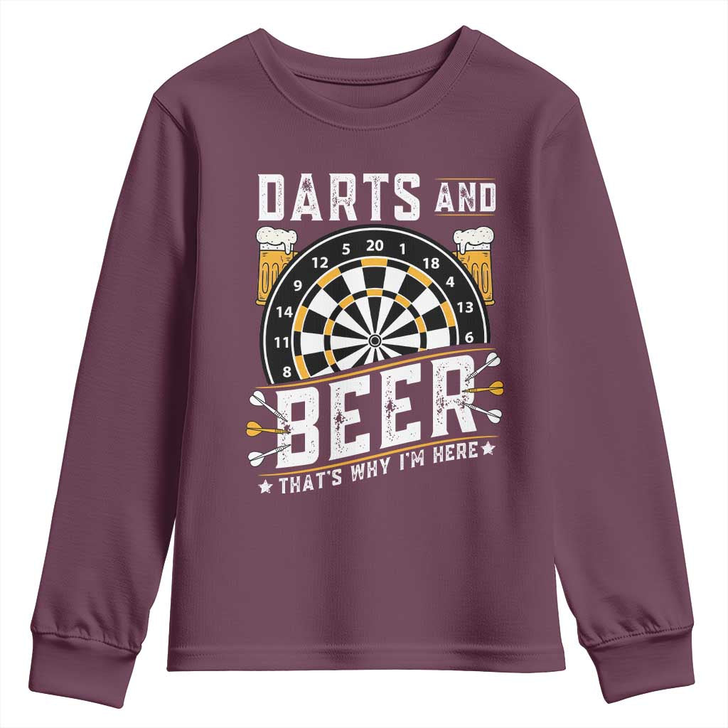 Darts And Beer That Is Why I Am Here Youth Sweatshirt Funny Pub Game Darts Lover Gift - Wonder Print Shop