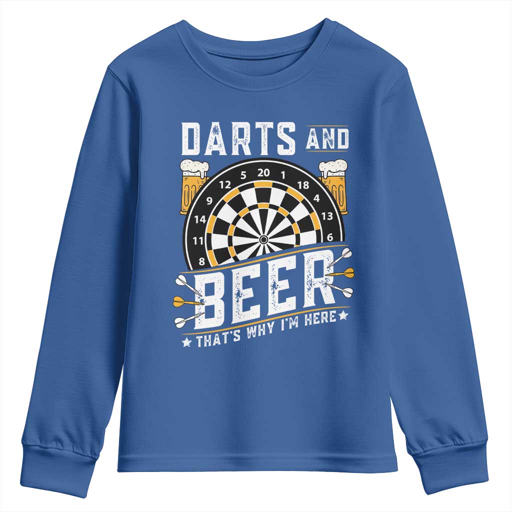 Darts And Beer That Is Why I Am Here Youth Sweatshirt Funny Pub Game Darts Lover Gift - Wonder Print Shop