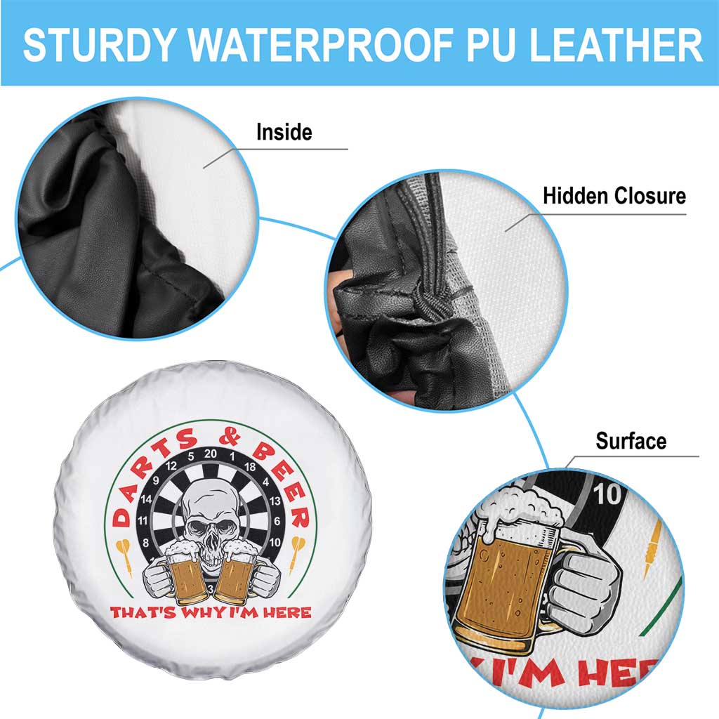 Funny Skeleton Darts Player Beer Lover Spare Tire Cover That Is Why I Am Here - Wonder Print Shop