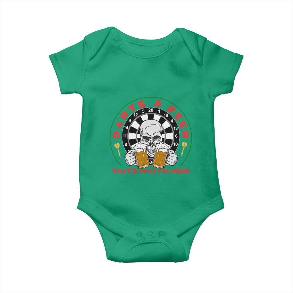 Funny Skeleton Darts Player Beer Lover Baby Onesie That Is Why I Am Here - Wonder Print Shop