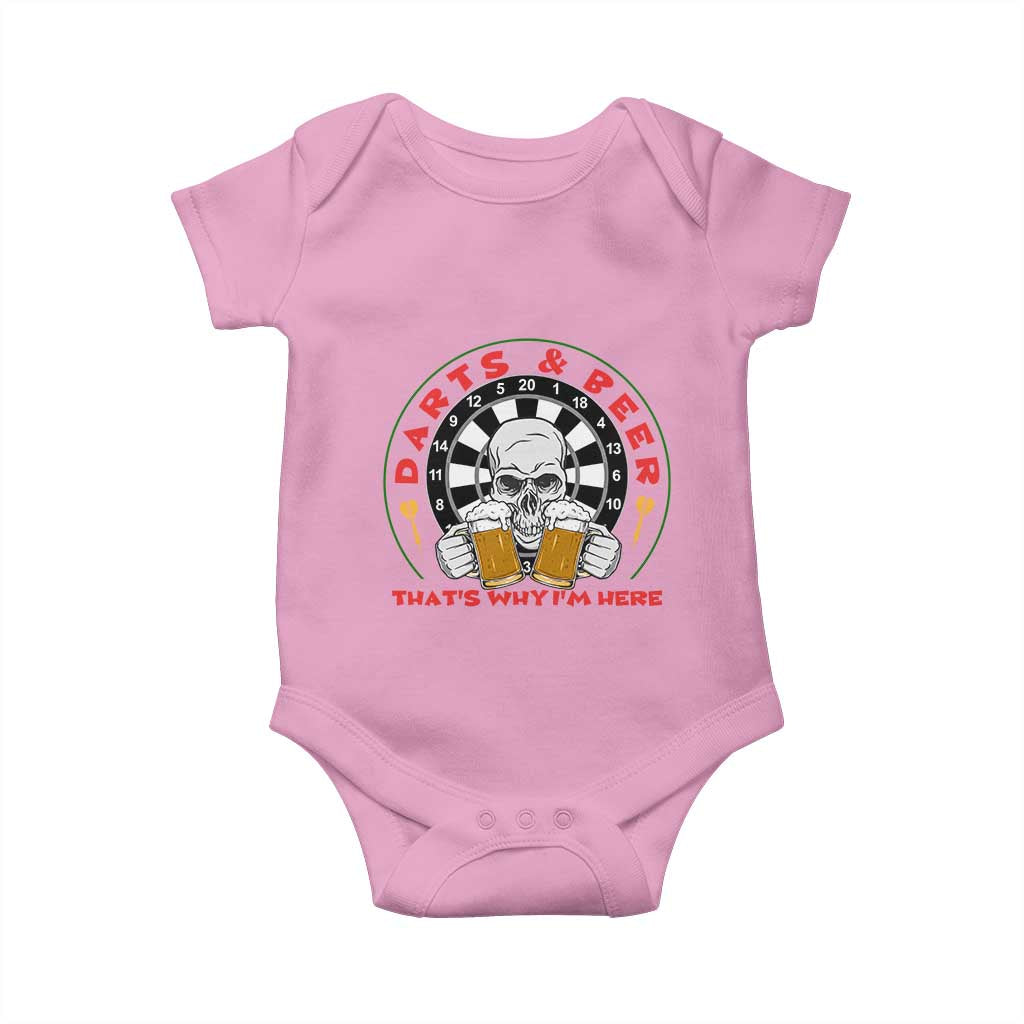 Funny Skeleton Darts Player Beer Lover Baby Onesie That Is Why I Am Here - Wonder Print Shop