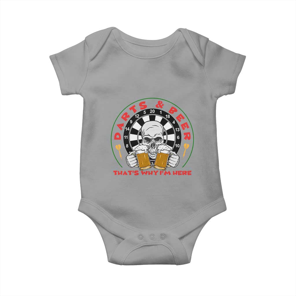 Funny Skeleton Darts Player Beer Lover Baby Onesie That Is Why I Am Here - Wonder Print Shop