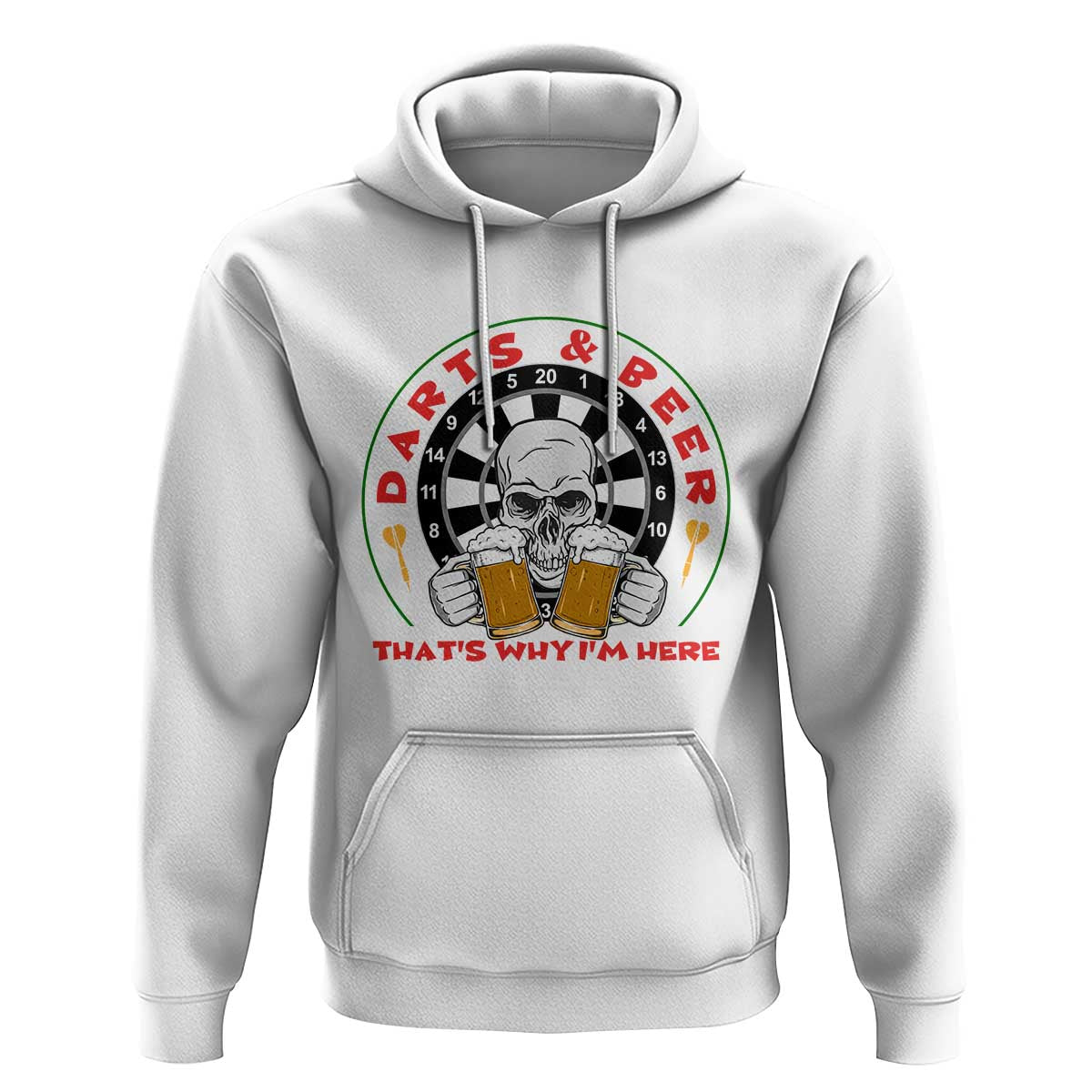 Funny Skeleton Darts Player Beer Lover Hoodie That Is Why I Am Here - Wonder Print Shop