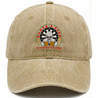 Funny Skeleton Darts Player Beer Lover Washed Cotton Baseball Cap That Is Why I Am Here