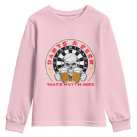 Funny Skeleton Darts Player Beer Lover Youth Sweatshirt That Is Why I Am Here - Wonder Print Shop