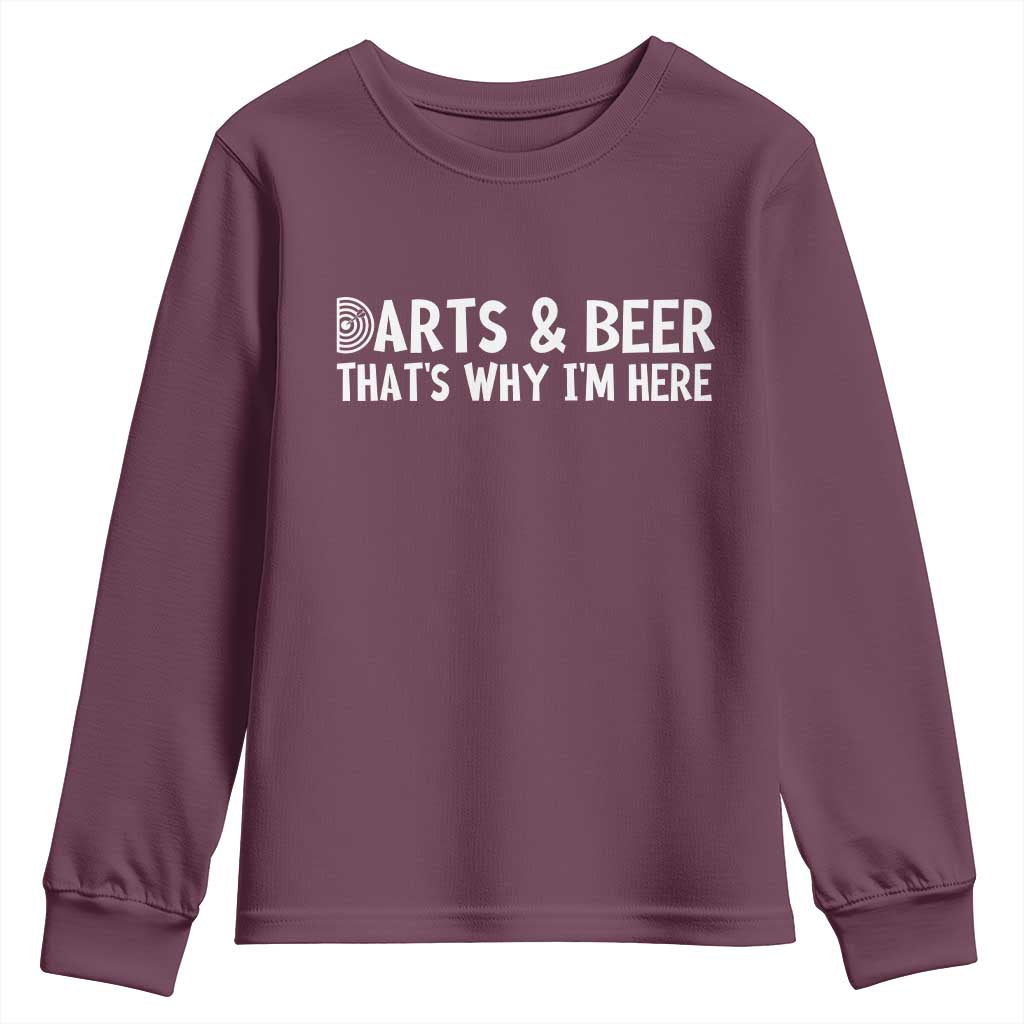 Funny Darts And Beer That Is Why I Am Here Youth Sweatshirt Dartist Beer Lover - Wonder Print Shop