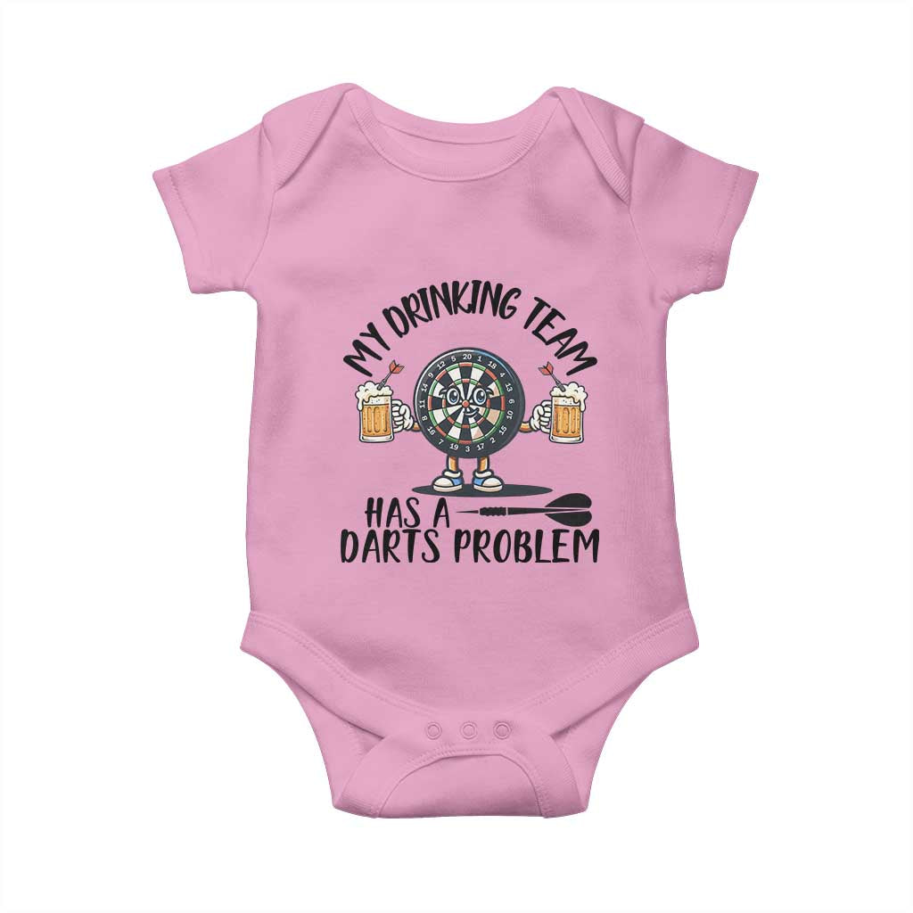 My Drinking Team Has A Darts Problem Baby Onesie Funny Darts Player Team - Wonder Print Shop
