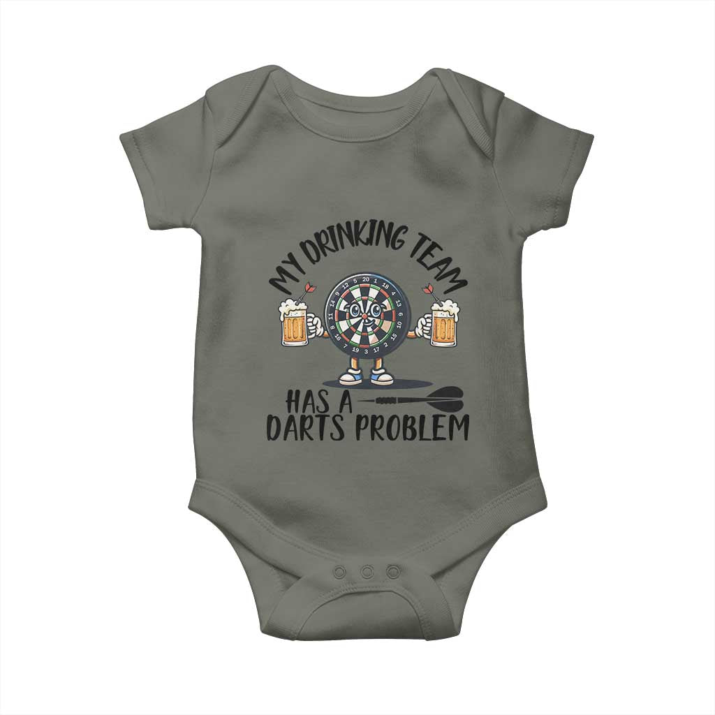 My Drinking Team Has A Darts Problem Baby Onesie Funny Darts Player Team - Wonder Print Shop