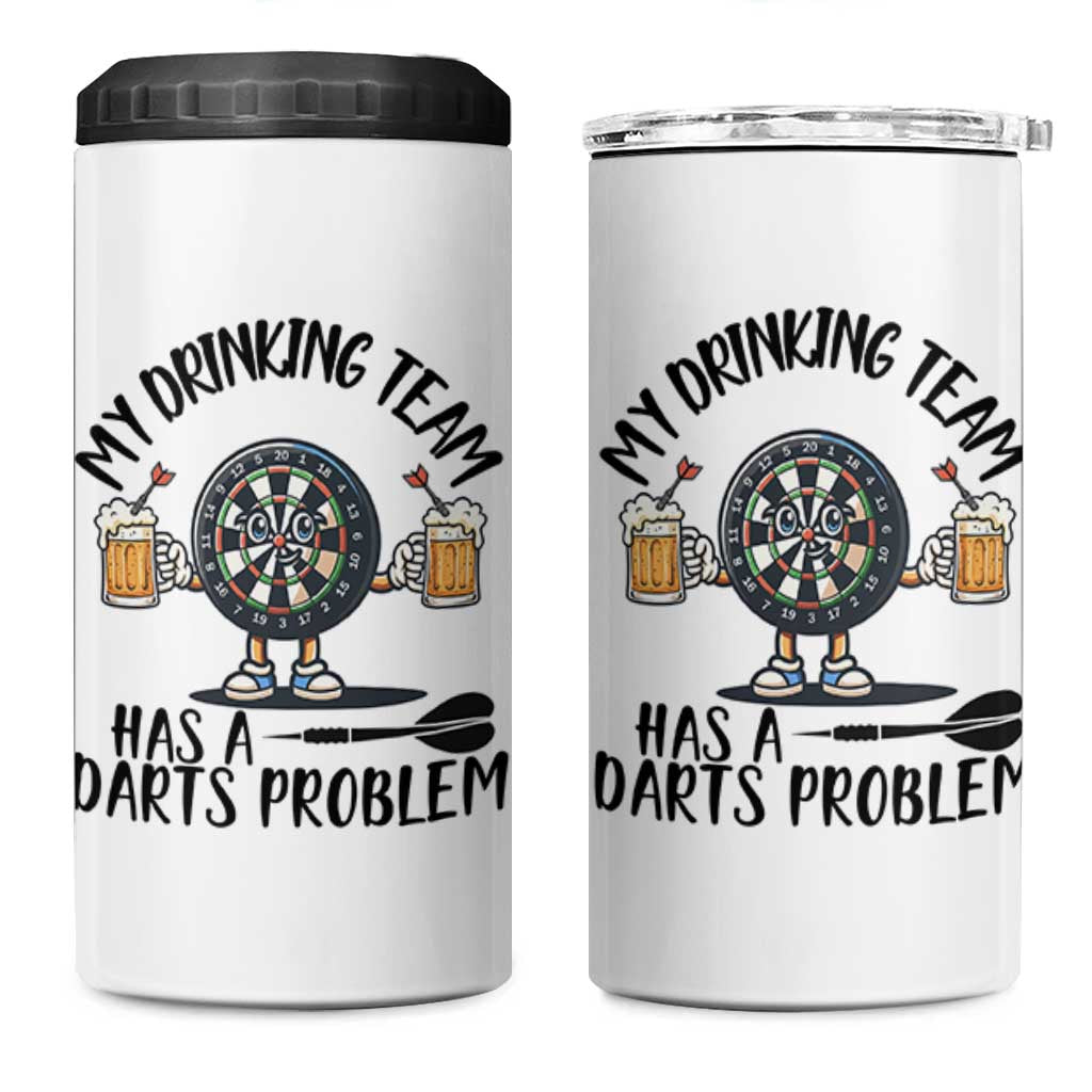 My Drinking Team Has A Darts Problem 4 in 1 Can Cooler Tumbler Funny Darts Player Team - Wonder Print Shop