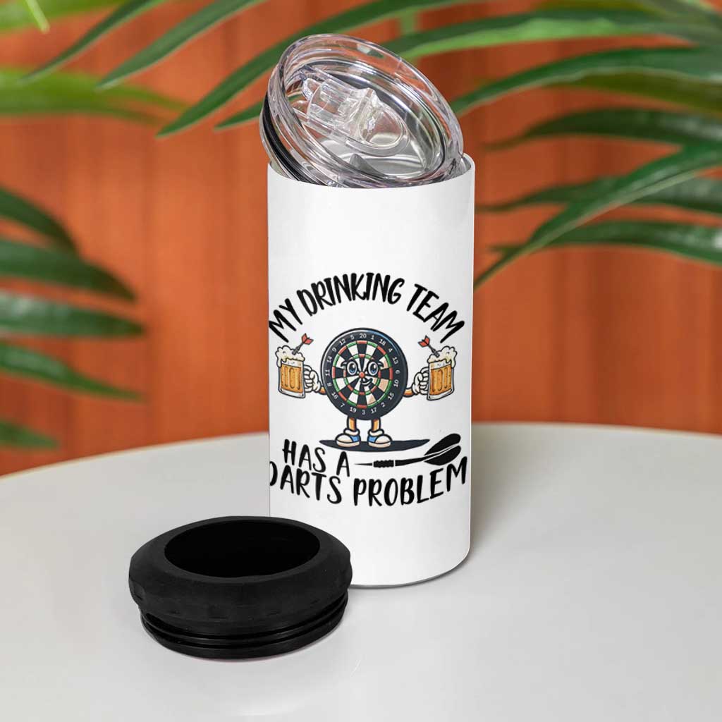 My Drinking Team Has A Darts Problem 4 in 1 Can Cooler Tumbler Funny Darts Player Team - Wonder Print Shop