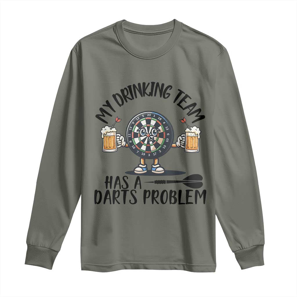 My Drinking Team Has A Darts Problem Long Sleeve Shirt Funny Darts Player Team - Wonder Print Shop