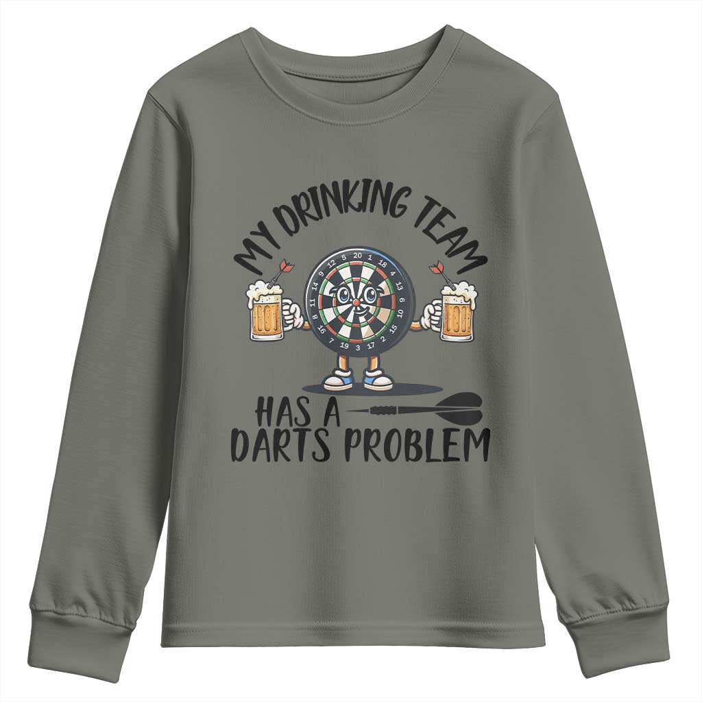 My Drinking Team Has A Darts Problem Youth Sweatshirt Funny Darts Player Team - Wonder Print Shop