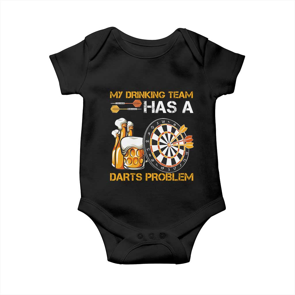 Funny Beer Drinking Darts Problem Baby Onesie Dart Player Team Gift - Wonder Print Shop