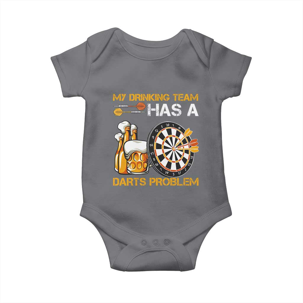 Funny Beer Drinking Darts Problem Baby Onesie Dart Player Team Gift - Wonder Print Shop