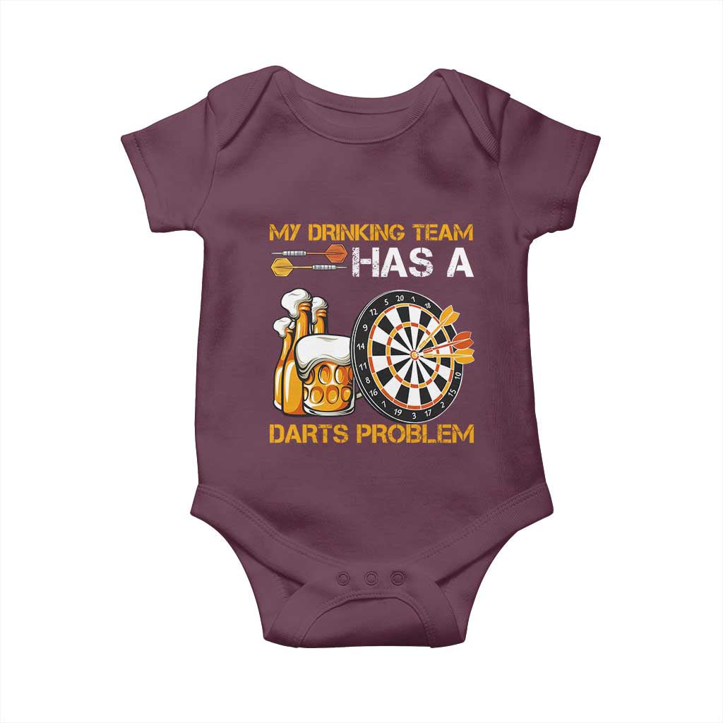 Funny Beer Drinking Darts Problem Baby Onesie Dart Player Team Gift - Wonder Print Shop