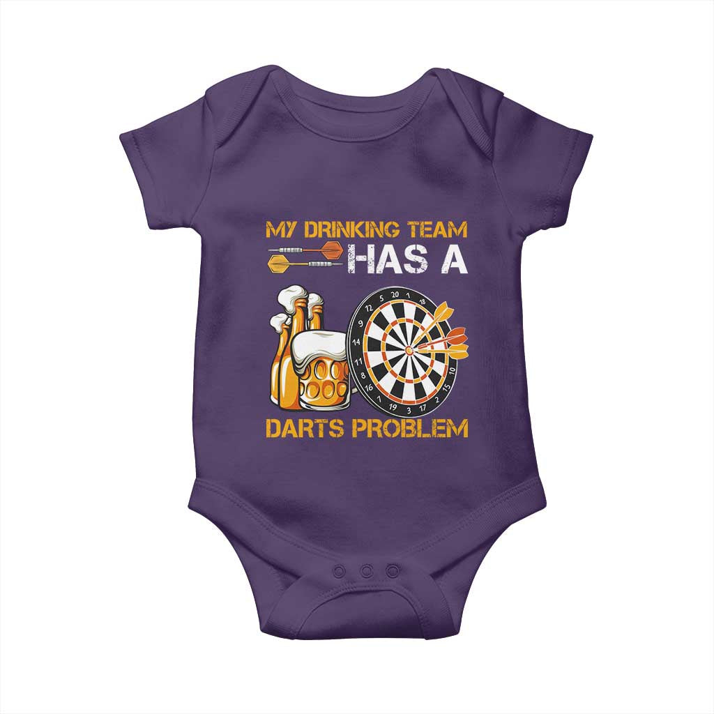 Funny Beer Drinking Darts Problem Baby Onesie Dart Player Team Gift - Wonder Print Shop