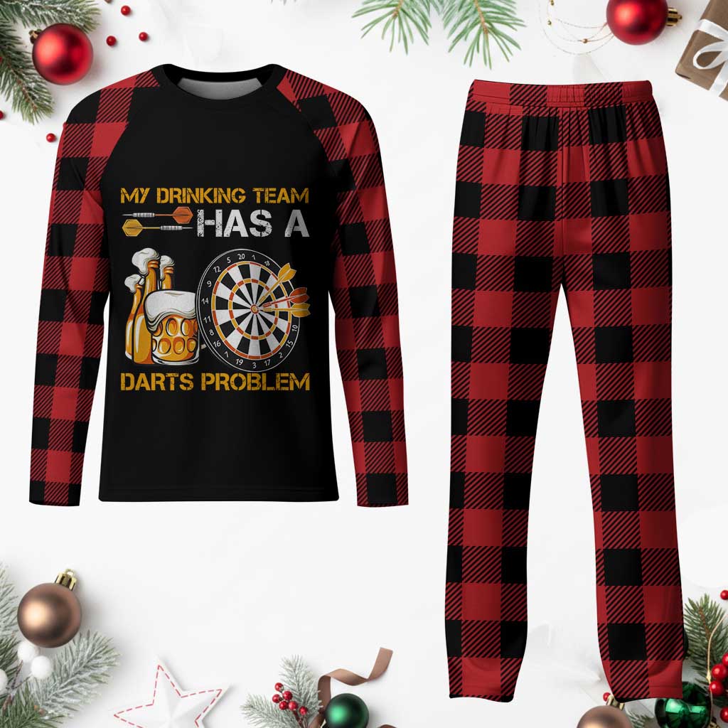 Funny Beer Drinking Darts Problem Plaid Pajama Set Dart Player Team Gift - Wonder Print Shop