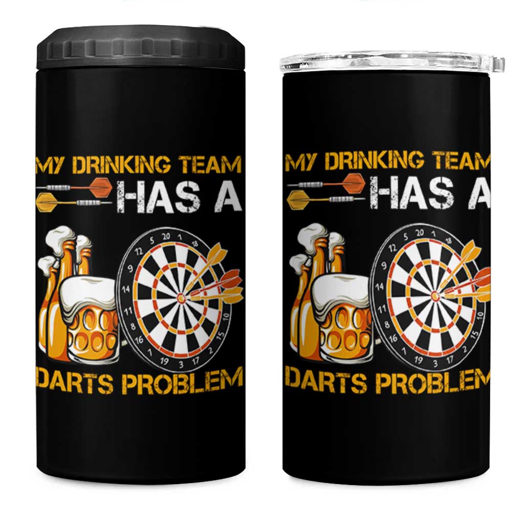 Funny Beer Drinking Darts Problem 4 in 1 Can Cooler Tumbler Dart Player Team Gift - Wonder Print Shop