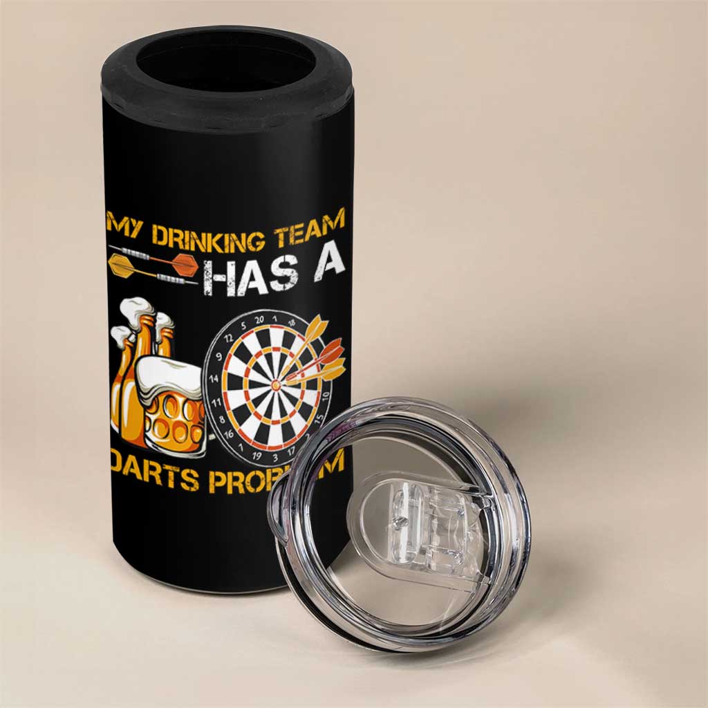 Funny Beer Drinking Darts Problem 4 in 1 Can Cooler Tumbler Dart Player Team Gift - Wonder Print Shop