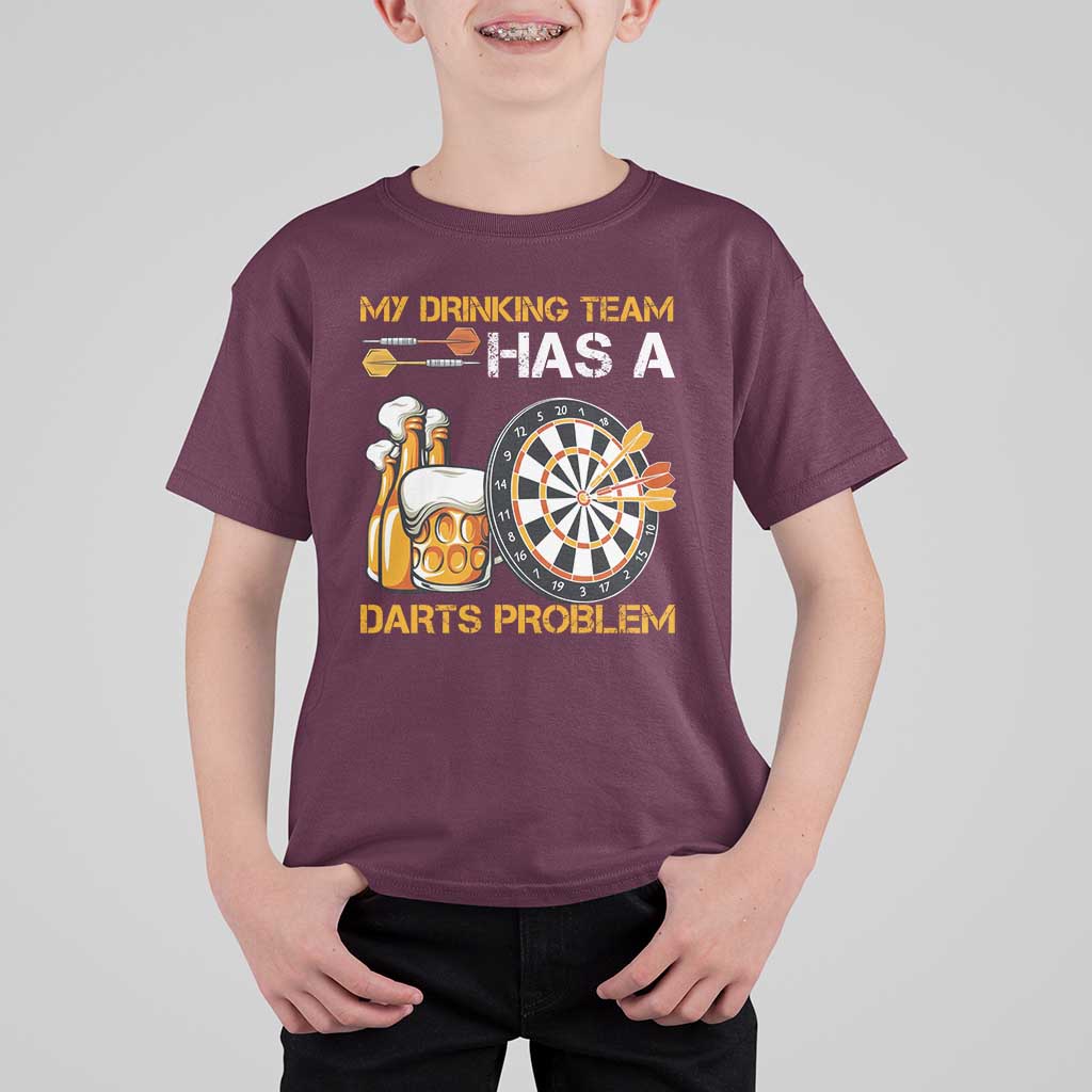 Funny Beer Drinking Darts Problem T Shirt For Kid Dart Player Team Gift - Wonder Print Shop
