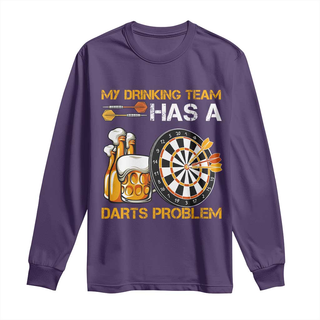 Funny Beer Drinking Darts Problem Long Sleeve Shirt Dart Player Team Gift - Wonder Print Shop