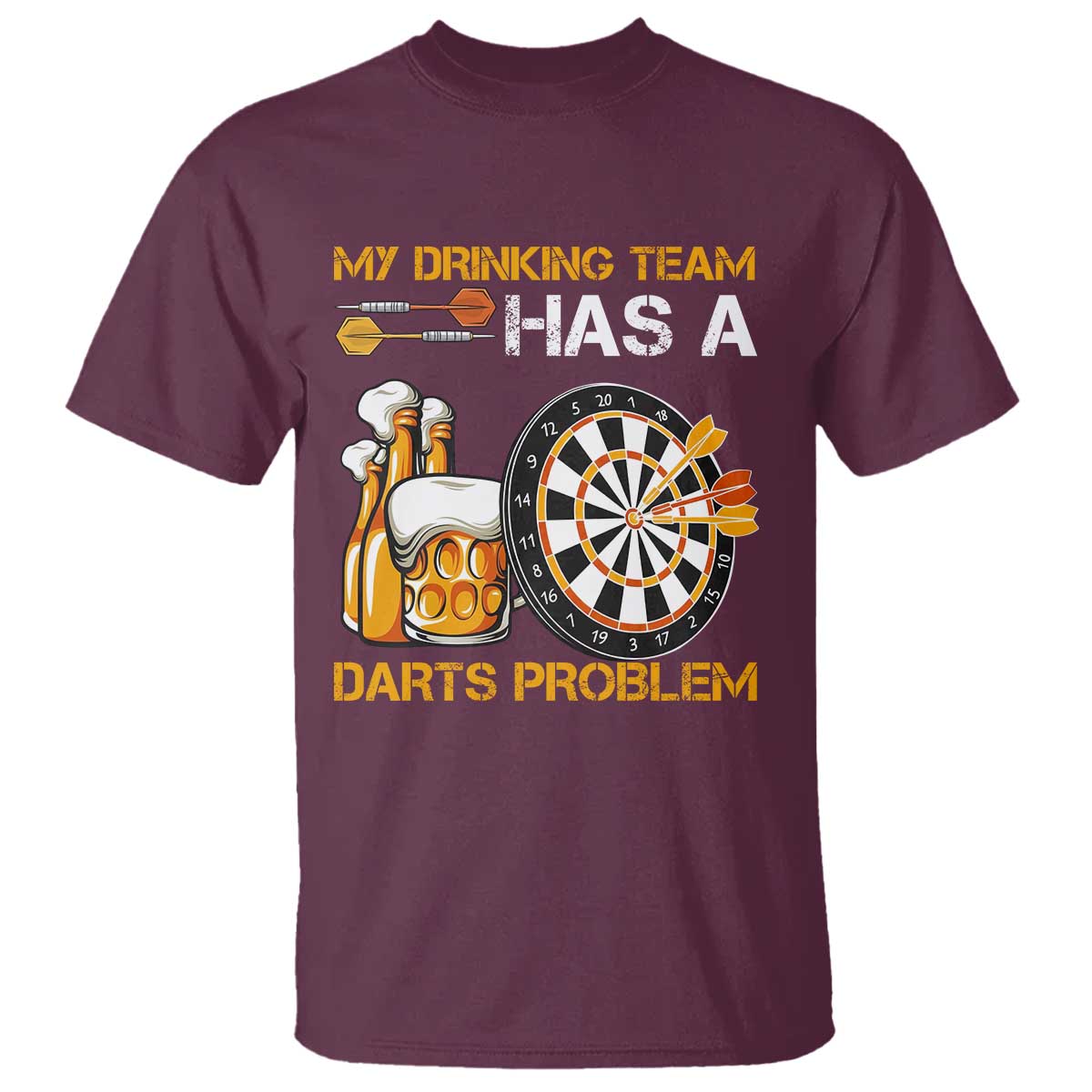 Funny Beer Drinking Darts Problem T Shirt Dart Player Team Gift - Wonder Print Shop