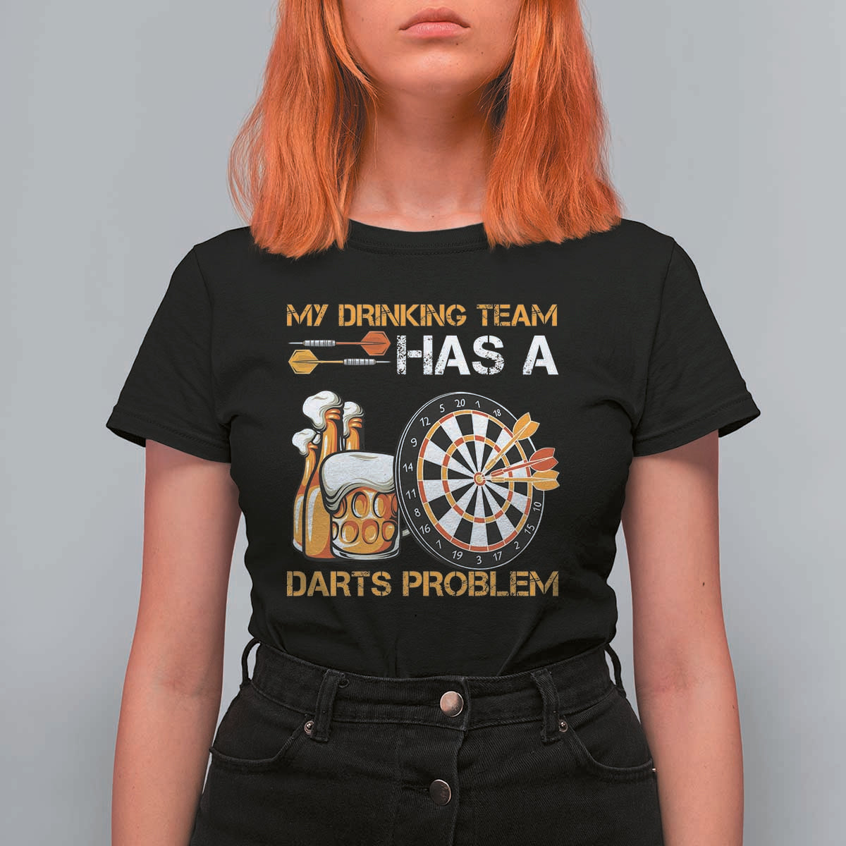 Funny Beer Drinking Darts Problem T Shirt For Women Dart Player Team Gift - Wonder Print Shop
