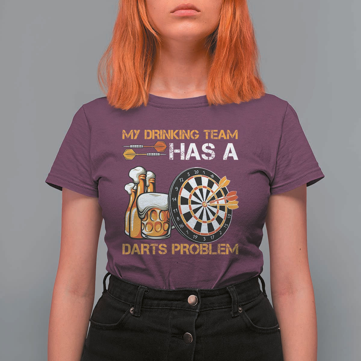 Funny Beer Drinking Darts Problem T Shirt For Women Dart Player Team Gift - Wonder Print Shop