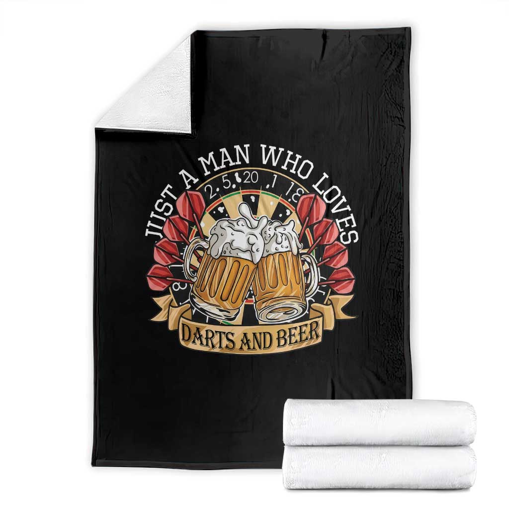 Just A Man Who Loves Darts And Beer Throw Blanket Funny Dart Player - Wonder Print Shop