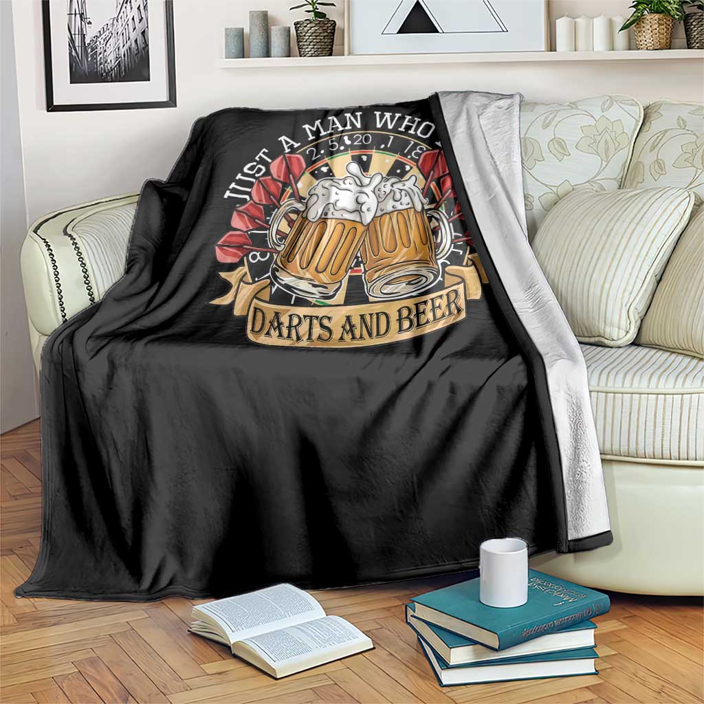 Just A Man Who Loves Darts And Beer Throw Blanket Funny Dart Player - Wonder Print Shop
