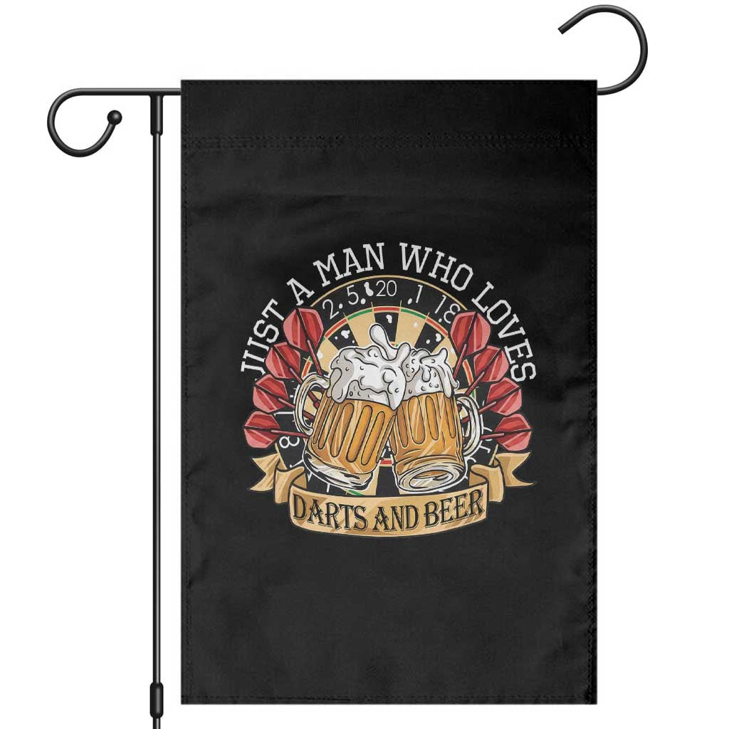 Just A Man Who Loves Darts And Beer Garden Flag Funny Dart Player - Wonder Print Shop