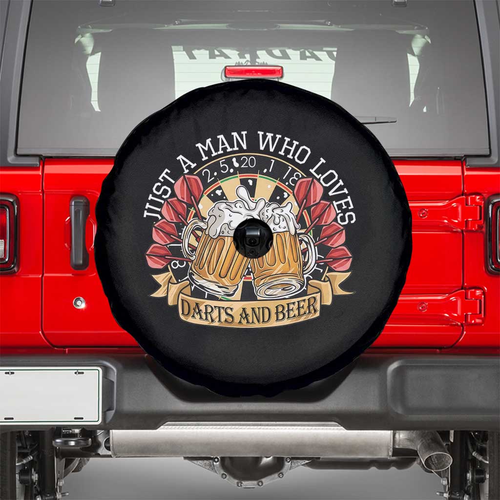 Just A Man Who Loves Darts And Beer Spare Tire Cover Funny Dart Player - Wonder Print Shop