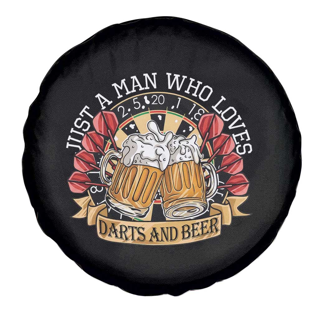 Just A Man Who Loves Darts And Beer Spare Tire Cover Funny Dart Player - Wonder Print Shop