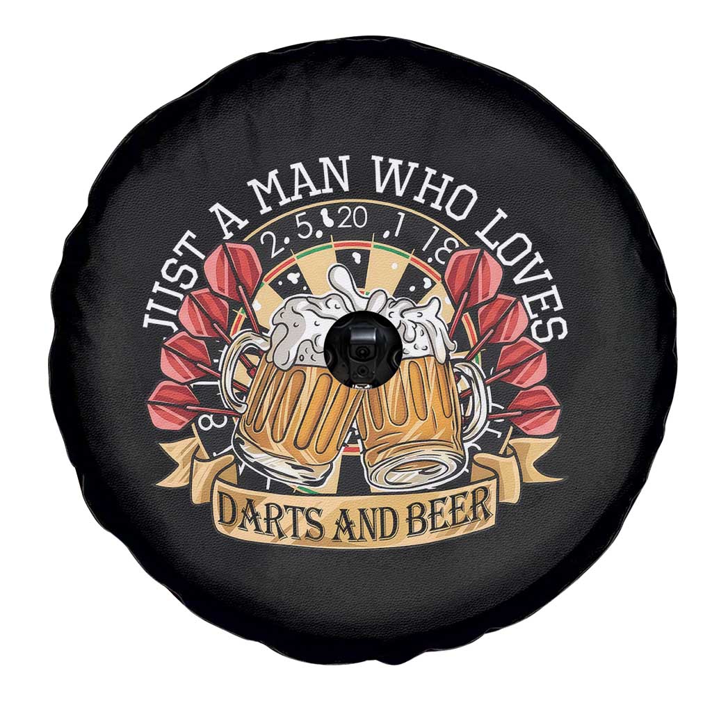 Just A Man Who Loves Darts And Beer Spare Tire Cover Funny Dart Player - Wonder Print Shop
