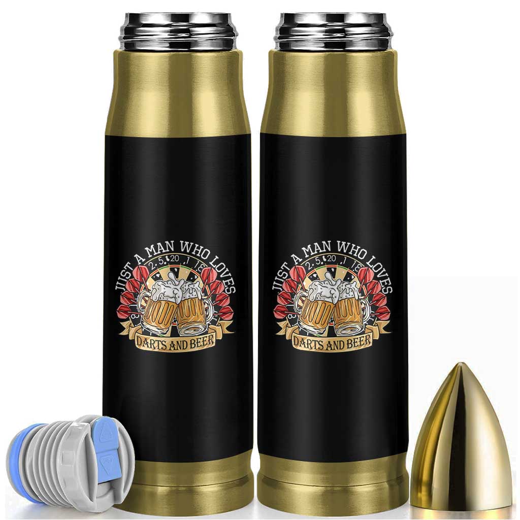 Just A Man Who Loves Darts And Beer Bullet Tumbler Funny Dart Player - Wonder Print Shop
