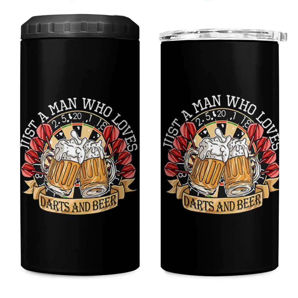 Just A Man Who Loves Darts And Beer 4 in 1 Can Cooler Tumbler Funny Dart Player - Wonder Print Shop