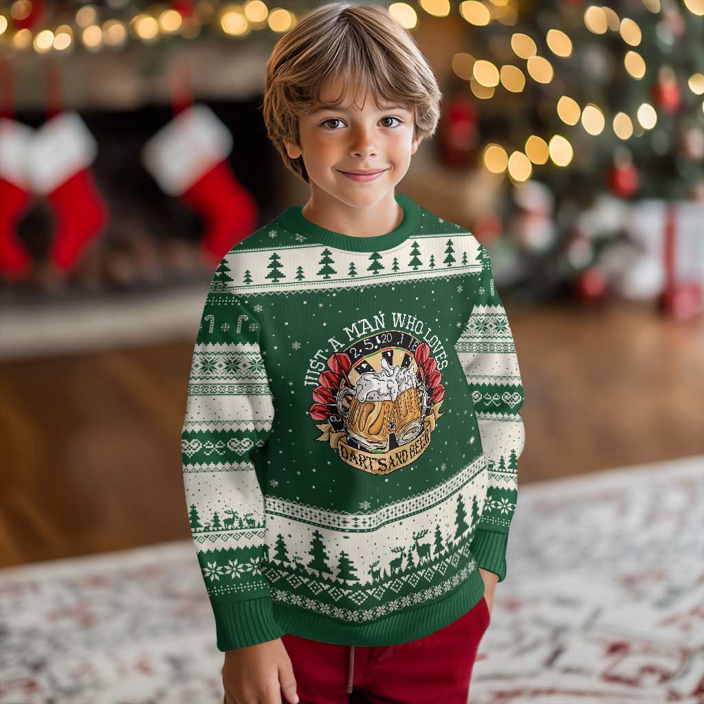 Just A Man Who Loves Darts And Beer Ugly Christmas Sweater Funny Dart Player - Wonder Print Shop