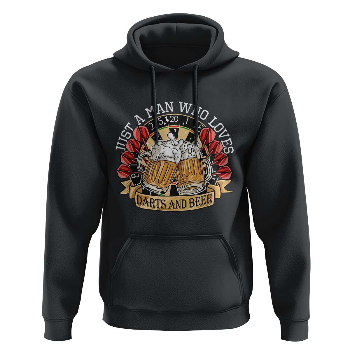 Just A Man Who Loves Darts And Beer Hoodie Funny Dart Player - Wonder Print Shop