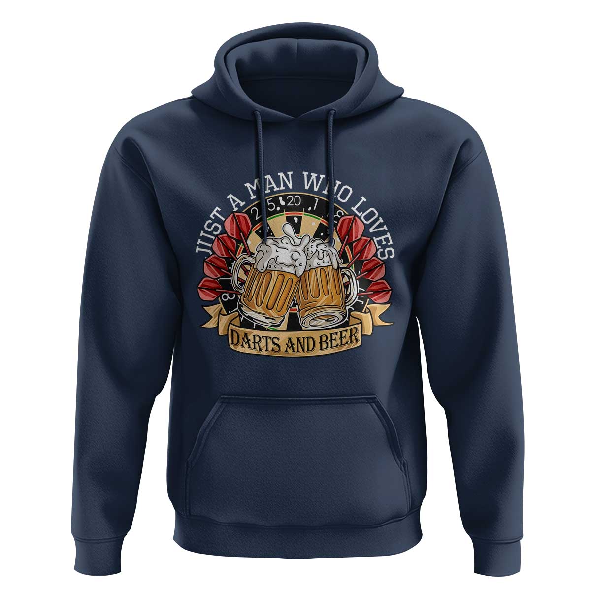 Just A Man Who Loves Darts And Beer Hoodie Funny Dart Player - Wonder Print Shop