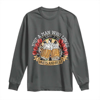 Just A Man Who Loves Darts And Beer Long Sleeve Shirt Funny Dart Player - Wonder Print Shop