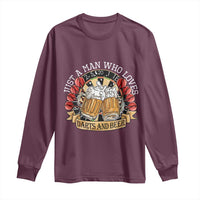 Just A Man Who Loves Darts And Beer Long Sleeve Shirt Funny Dart Player - Wonder Print Shop