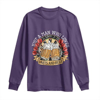 Just A Man Who Loves Darts And Beer Long Sleeve Shirt Funny Dart Player - Wonder Print Shop