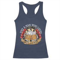 Just A Man Who Loves Darts And Beer Racerback Tank Top Funny Dart Player - Wonder Print Shop