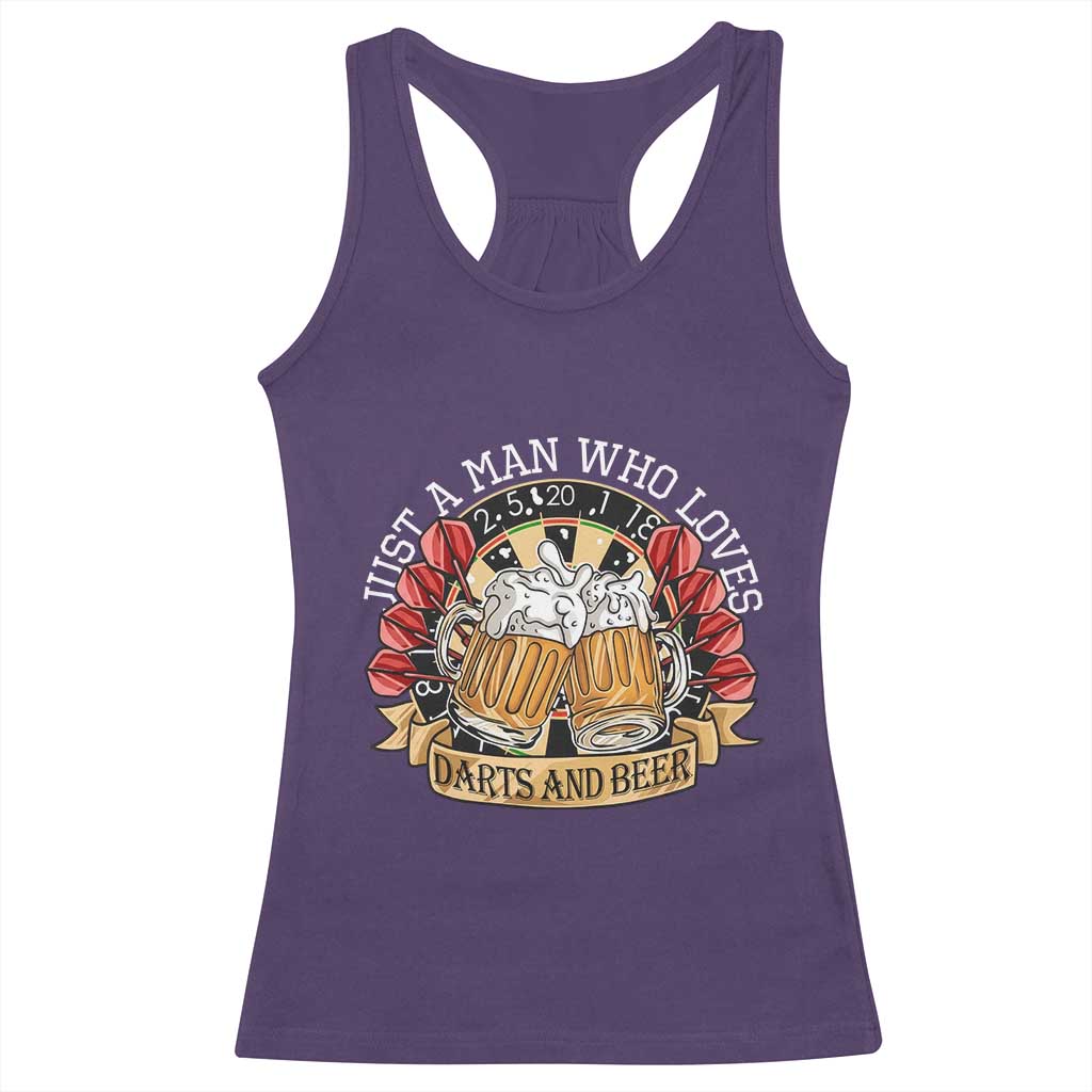 Just A Man Who Loves Darts And Beer Racerback Tank Top Funny Dart Player - Wonder Print Shop