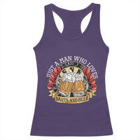 Just A Man Who Loves Darts And Beer Racerback Tank Top Funny Dart Player - Wonder Print Shop