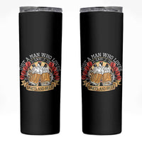 Just A Man Who Loves Darts And Beer Skinny Tumbler Funny Dart Player - Wonder Print Shop