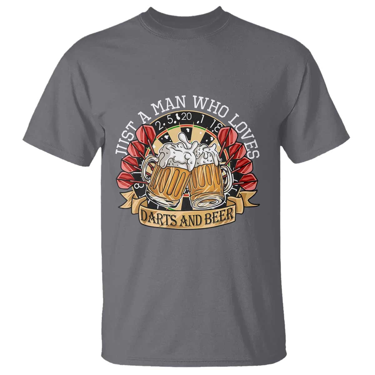 Just A Man Who Loves Darts And Beer T Shirt Funny Dart Player - Wonder Print Shop
