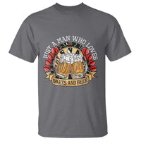 Just A Man Who Loves Darts And Beer T Shirt Funny Dart Player - Wonder Print Shop